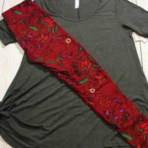 New LulaRoe One Size Leggings Red Rare Print